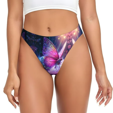 Thongs for Women - Pink Beautiful Butterfly No Show Seamless Womens Thongs Underwear  Stretch G String Thongs for Women  Ladies Breathable Thong Bikini Panties Briefs