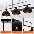 thumbnail image 6 of 43-inch Black Industrial 3-Light Pendant Chandelier - 35.4" Adjustable Chains & 14" Ceiling Plate Commercial Wrought Iron Fixture for Dining Room/Loft, 6 of 10