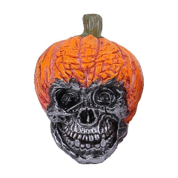 Pumpkin Skull Resin Figurine, Spooky Vintage Tabletop Statue Indoor Halloween Decor for Home Party Layout, Haunted House（B）