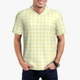 thumbnail image 2 of Balery Lemon Yellow Checkboard Printed Men’s Short Sleeve Polo Shirt, Midweight Men's Shirt,Golf Polo shirts -Medium, 2 of 8