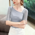 thumbnail image 4 of Tejiojio Women's Sheer Mesh Top Asymmetrical Neckline Half-Sleeve Casual Elegant Blouse, 4 of 6