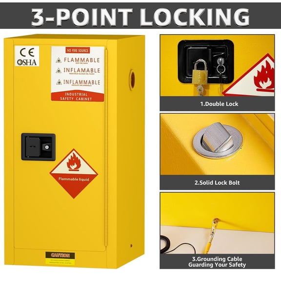 Fireproof Filing Cabinet 5-6 Gallon, 18" W x 18" D x 35" H Flammable Cabinet, Gas Can Storage Cabinet for Home Garage and Industrial Shop Use