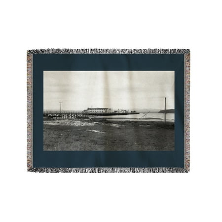 Yarn Oyster - Nahcotta, Washington - Exterior View of an Oyster Cannery (60x80 Woven Chenille Yarn Blanket)