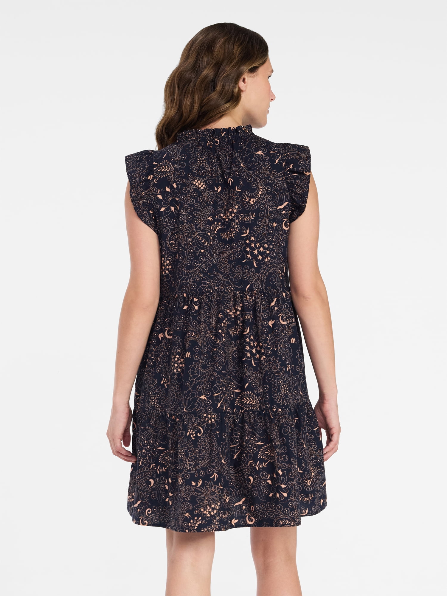 Time and Tru Women’s and Women’s Plus Flutter Sleeve Mini Dress, Sizes XS-4X