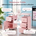 thumbnail image 5 of Pink Manicure Table Nail Desk for Nail Tech, Nail Table w/Electric Dust Collector, 4 Drawer&1 Cabinet Storage, Lockable Rolling Wheels, Built in Power Outlet, Wrist Cushion, 5 of 10