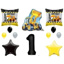 1st BIRTHDAY CONSTRUCTION Balloons Decoration Supplies Party Boy Dump Truck Bulldozer First