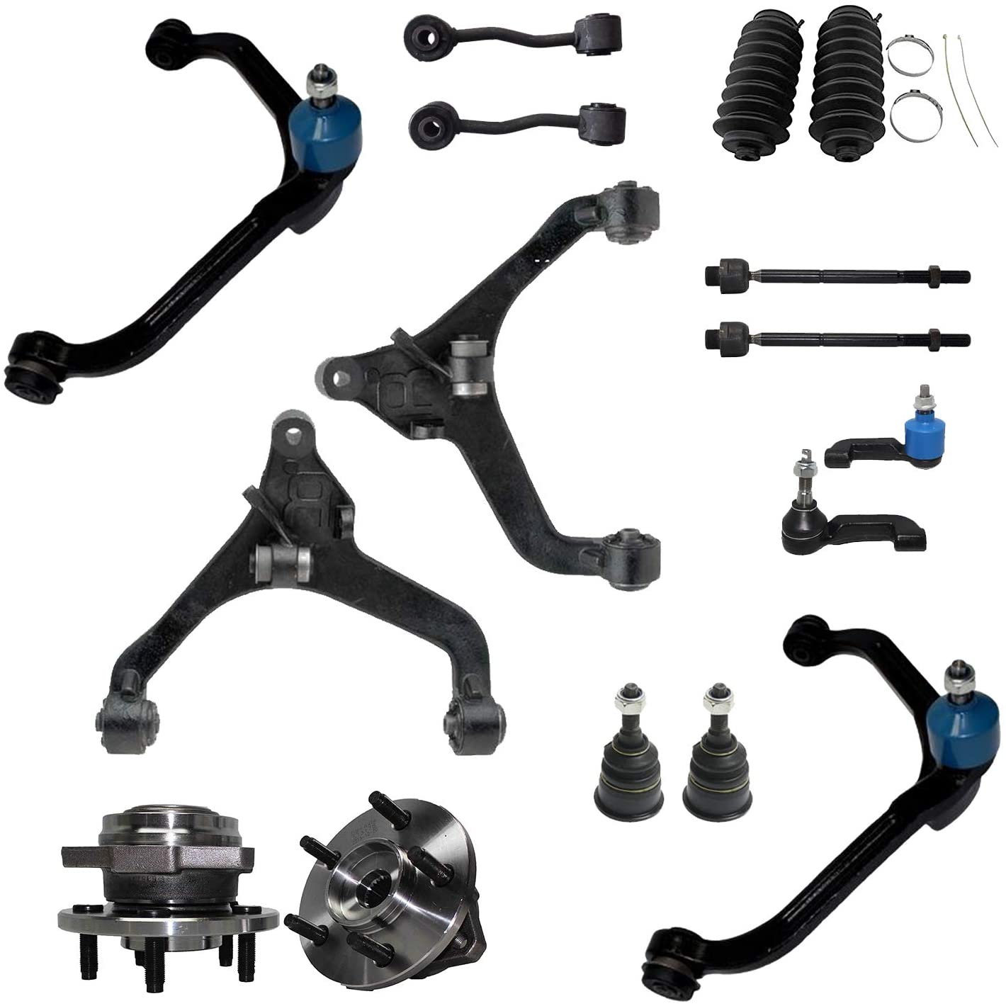 Detroit Axle - 16pc Front Upper Lower Control Arms w/Ball Joints Inner  Outer Tie Rods Sway Bar Links & Wheel Hub Bearings Replacement for 2002 -  2004 ...