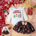 thumbnail image 2 of REgarm First Christmas Baby Girl Outfit Long Sleeve Romper Christmas Print Skirt Headband Sets Newborn Infant Christmas Clothes 9-12 Months,Black, 2 of 7
