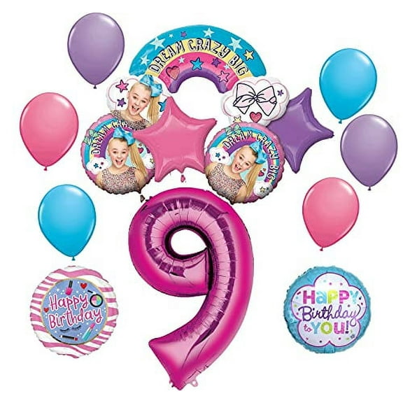 JoJo Siwa Party Supplies 9th Birthday Dream Crazy Big Balloon Bouquet Decorations