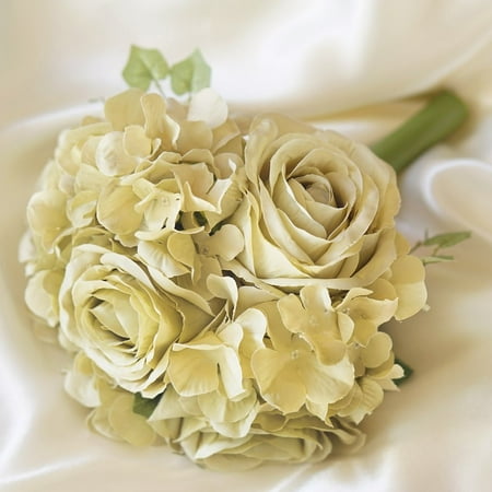 Bouquet Rose Hydrangea Efavormart 4 Bouquets of Realistic Artificial Rose/ Hydrangea Flower for DIY Wedding Bouquets Centerpieces Party Home Decorations ()