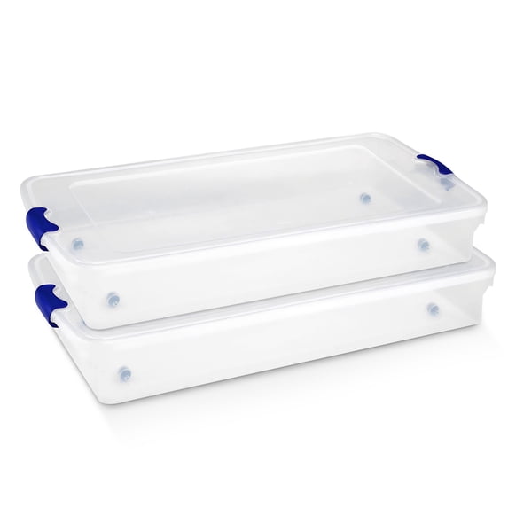 Open Box Homz 60 Qt Underbed Secure Latch Clear Plastic Storage Container, (2 Pack)