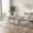 Table and Beige Chairs, variant on Sumdeal 70" Faux Marble Dining Table Set for 8, Large Rectangle Marble Dining Table with 8 Velvet Tufted Dining Chairs, Stainless Steel Base Modern Dining Room Set, Beige