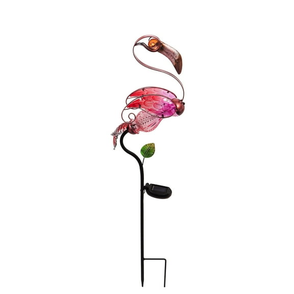 Evergreen 35" Solar Stake, Flamingo, 8.3''x 35.2'' x 4.3'' inches