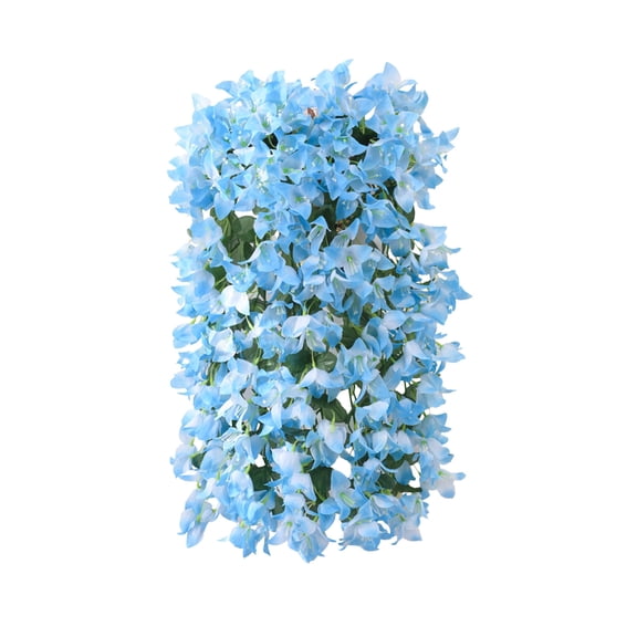Blue Artificial Hanging Plant, Bougainvillea Vine With Realistic Petals, Uv Resistant, Maintenance Free For Outdoor Patio And Indoor Decor
