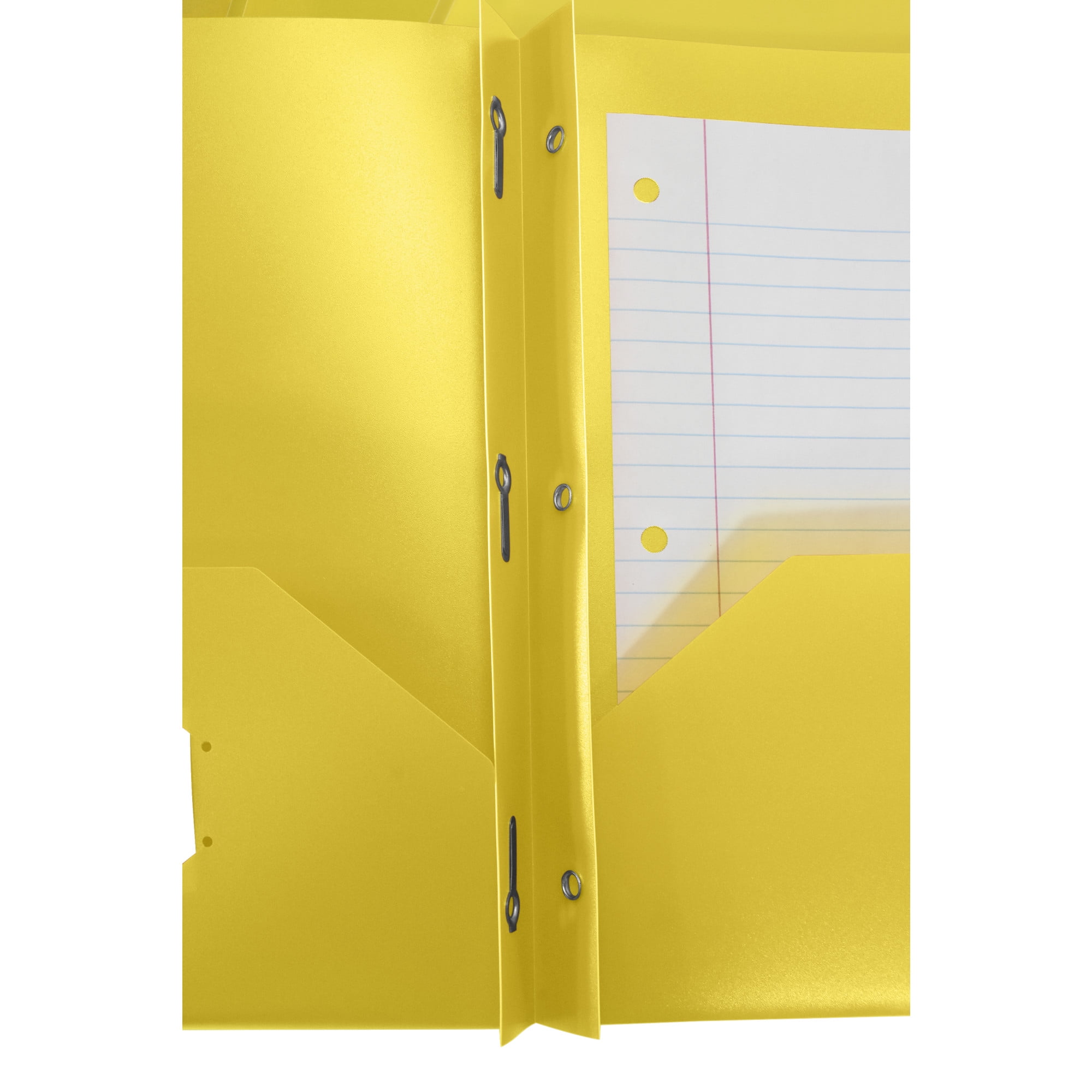 2-Pocket Poly Folders with Fasteners, Yellow, Pack of 25
