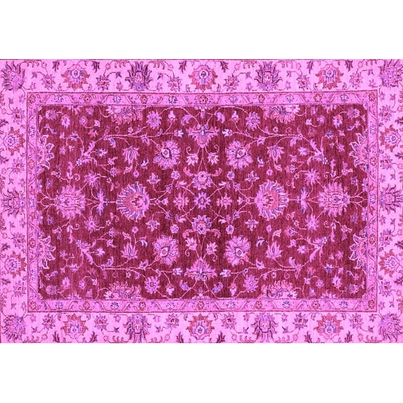 Ahgly Company Indoor Rectangle Oriental Purple Traditional Area Rugs, 7' x 9'