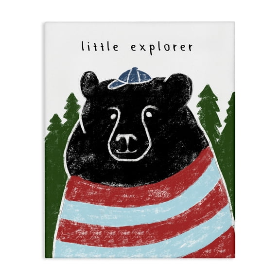 Stupell Industries Cottage Little Explorer and Black Bear Canvas Art, 36 x 48, by Lil' Rue
