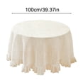 thumbnail image 3 of Nappe Ronde de Qualité Supérieure pour Table Basse, Housse Décorative en Tissu Résistant aux Taches, Déco Maison, Blanc, JKODE, 3 of 6