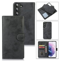 Wallet Case for Samsung Galaxy S23, Vintage Retro PU Leather Soft Silicone Shockproof Magnetic Flip Folio Cover with Kickstand Card Slots Holder Wrist Strap Shockproof Case, Black