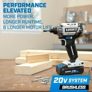 HART 20 Volts 4-Tool Brushless Combo Kit, (1) 2.0Ah and (1) 4.0Ah Lithium-Ion Battery