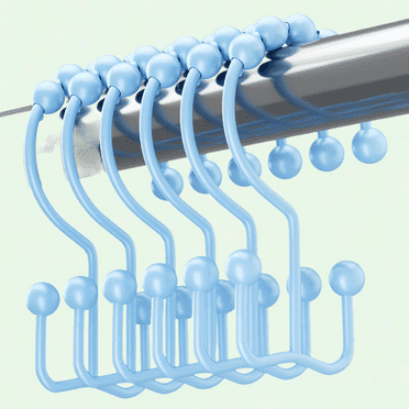 Rust Proof Shower Curtain Hooks, Set of 12 - Blue