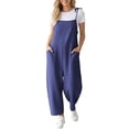 thumbnail image 4 of Cmfcve Women's Casual Jumpsuits V Neck Sleeveless Harem Pants Stretchy Adjustable Strap Overalls with Pockets, 4 of 6