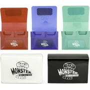 Monster Protectors Double Deck Storage Box- 5 Pack Magnetic Locking Dual Trading Card Game Storage Case w Removable Compartments- Holds 150 Cards- Fits All Standard and Smaller Size MTG and TCGs