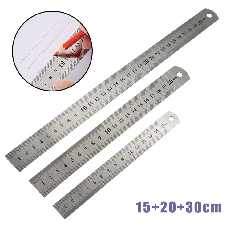 For Student Office Shop Double Side Metal Ruler Stainless Steel-30cm-15cm 12"/6" 