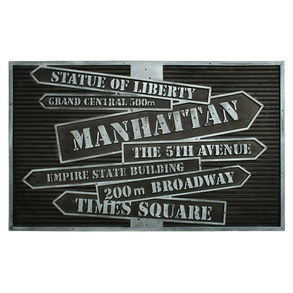 RugSmith Moulded NYC Signs Rubber Coir Outdoor Doormat, 18" x 30"