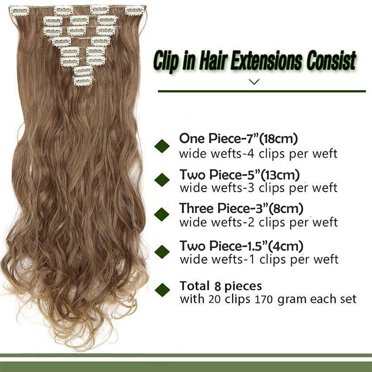 SEGO 8Pcs Clip-In Real Human Hair Extensions – Wavy Ombre Mix, 17-26 Inch, Ash Brown, Blonde, Silver & More