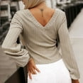 thumbnail image 4 of AherBiu Long Sleeve Shirts for Women V Neck Ribbed Spring Fall Casual Tops Blouse Pullover, 4 of 7