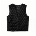 thumbnail image 2 of Women Full Zip Quilted Vest Outerwear Plus Size Cotton Padded Stand Collar Sleeveless Puffer Jacket with Pockets (4XL, Black|V-Neck), 2 of 3