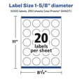 thumbnail image 6 of Avery Matte White Round Labels, 1-5/8" Diameter, 5,000 Labels, 6 of 8
