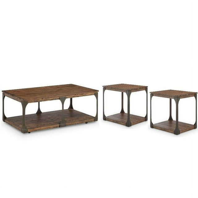 Ensemble de Table Basse et Table d'Appoint 3 Pcs en Bourbon