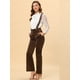 thumbnail image 3 of INSPIRE CHIC Pantalones De Monos Con Botones De Lunares Y Botones De Pierna Ancha Con Cinturón De Cintura Alta De Terciopelo Para Mujer Marron oscuro S, 3 of 5
