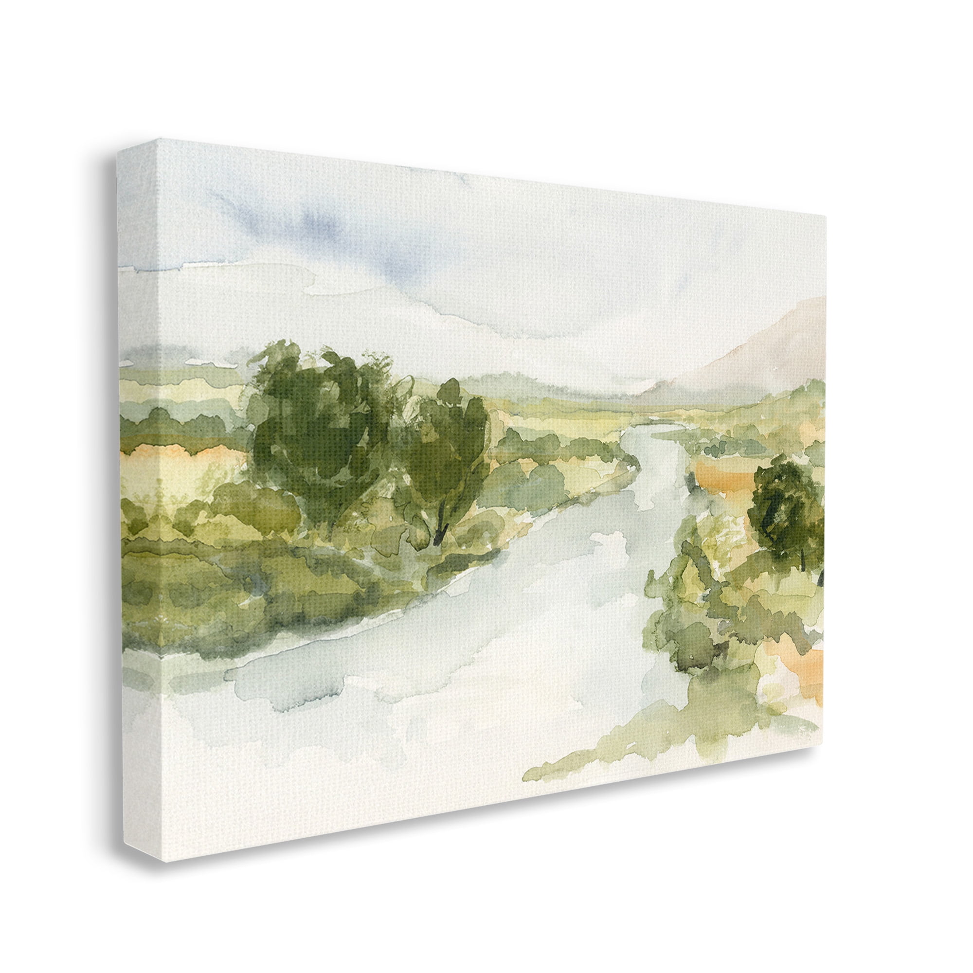 Stupell Industries Natural Flowing Stream Landscape Painting Gallery Wrapped Canvas Art Print Wall Art, 30 x 24