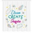 thumbnail image 3 of Dream Shower Curtain, Dream Create Inspire Colorful Hand-written Words Combined with Leaves Stars Clouds, Fabric Bathroom Set with Hooks, 69"WX70"L, Multicolor, by Ambesonne, 3 of 3