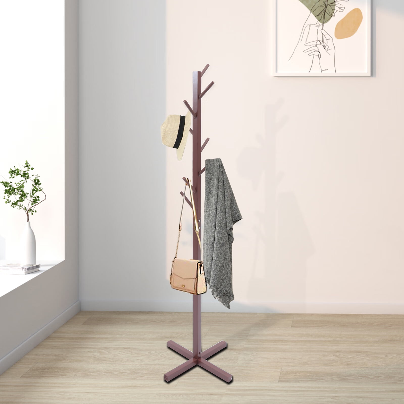 Premium Wooden Coat Rack Free Standing, with 8 Hooks Lacquered Pine Wood  Tree Coat Rack Stand for Co…See more Premium Wooden Coat Rack Free  Standing