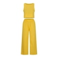 thumbnail image 4 of Summer Outfits for Women Plus Size 2 Piece Skirt Sets for Women Clothing Set Female Round Neck Sleeveless Tops Pants Sets Trousers Pant Style S_856 Women's Tracksuits Yellow XL, 4 of 6