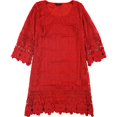 thumbnail image 1 of Alfani Womens Crochet-Trim A-line Dress, Rojo, Grande, 1 of 1
