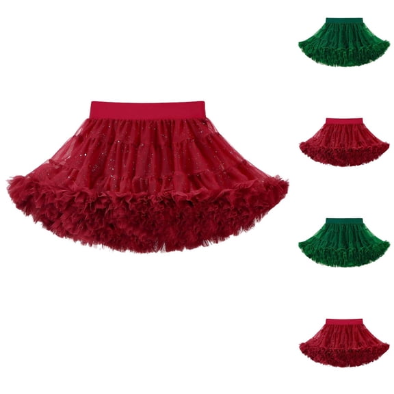 Cowsor Toddler Girls Party Tutu Skirt 0 to 10 Years Solid Elastic Waist Fluffy Mesh Skirt Comfortable Wear for Stage Performance Dance Holiday Daily
