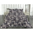 thumbnail image 2 of Ambesonne Grunge Quilted Bedspread Set 3 Pcs, Vintage Floral Garden Dreams, King, Dark Purple and Pale Tan, 2 of 4