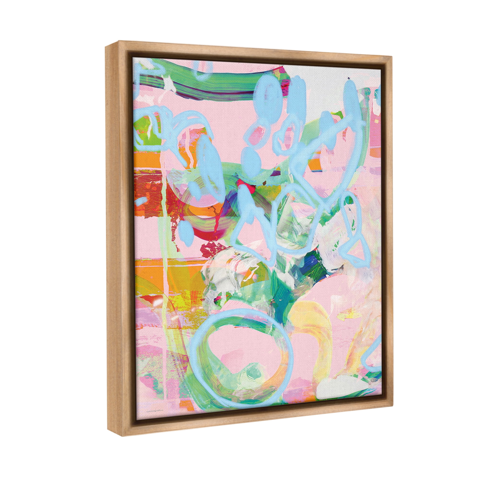 Stupell Industries Pastel Abstract Expression Abstract Painting Brown Floater Framed Canvas Art Print Wall Art, 25 x 31