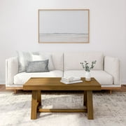 Plank+Beam Farmhouse Coffee Table, 40 Solid Wood Tables for Living Room, Rectangular Center Table