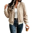 thumbnail image 5 of Zijinkuiwen Women Leopard Print Bomber Jacket Zip Up Long Sleeve Ribbed Cuffs Outerwear for Casual Daily Wear, 5 of 7