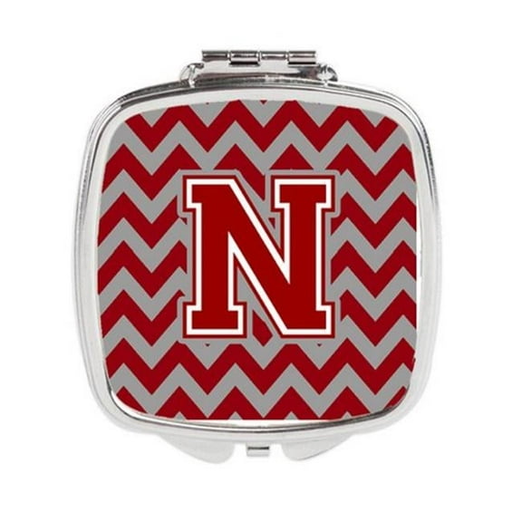 Letter N Chevron Maroon & White Compact Mirror - Maroon & White - 3in. H x 0.3in. W x 2.75in. L