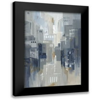 Lera 14x18 Black Modern Framed Museum Art Print Titled - Indigo City II