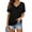 Black, variant on Women V Neck Pleated Side T Shirt Short Sleeve Solid Loose Fit Casual Top S-XXL