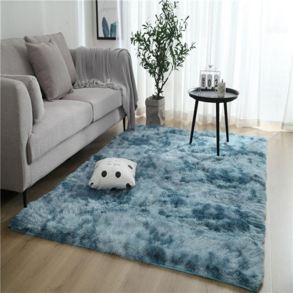 Indian Tie Dye Indigo Blue Abstract Design Floor Runner Cotton Carpet Area Rug 