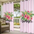 thumbnail image 3 of Summer Hibiscus Flower Outdoor Curtains for Patio, Pink Stripes Tropical Plant Sunshade Privacy Drapes Grommet Waterproof Outside Curtains for Porch/Cabana/Balcony 54"x 108", 1 Panel, 3 of 9